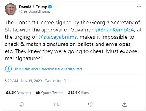 President Trump: The Georgia Consent Decree allowed fraudulent votes