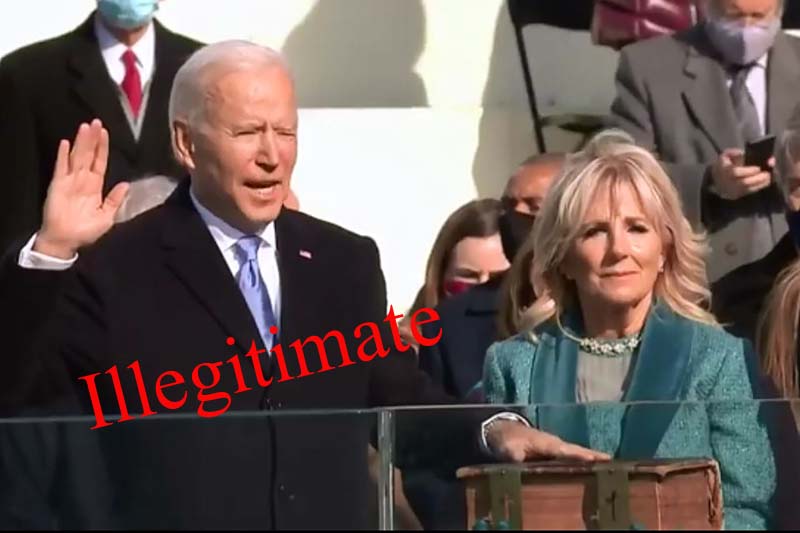 Biden illegitimately takes the oath of office of president